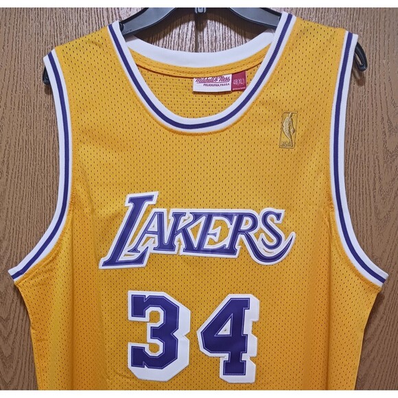 Shaquille O'Neal (Mitchell/Ness)-(Lakers)-(1996-97)-(Yellow)-(XL)-(New)-$103.00 - Picture 3 of 9